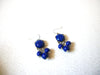 Retro Silver Toned Cobalt Blue Dangle Pierced Earrings 71917