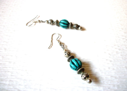 Bohemian Silver Toned Turquoise Dangle Earrings 9216