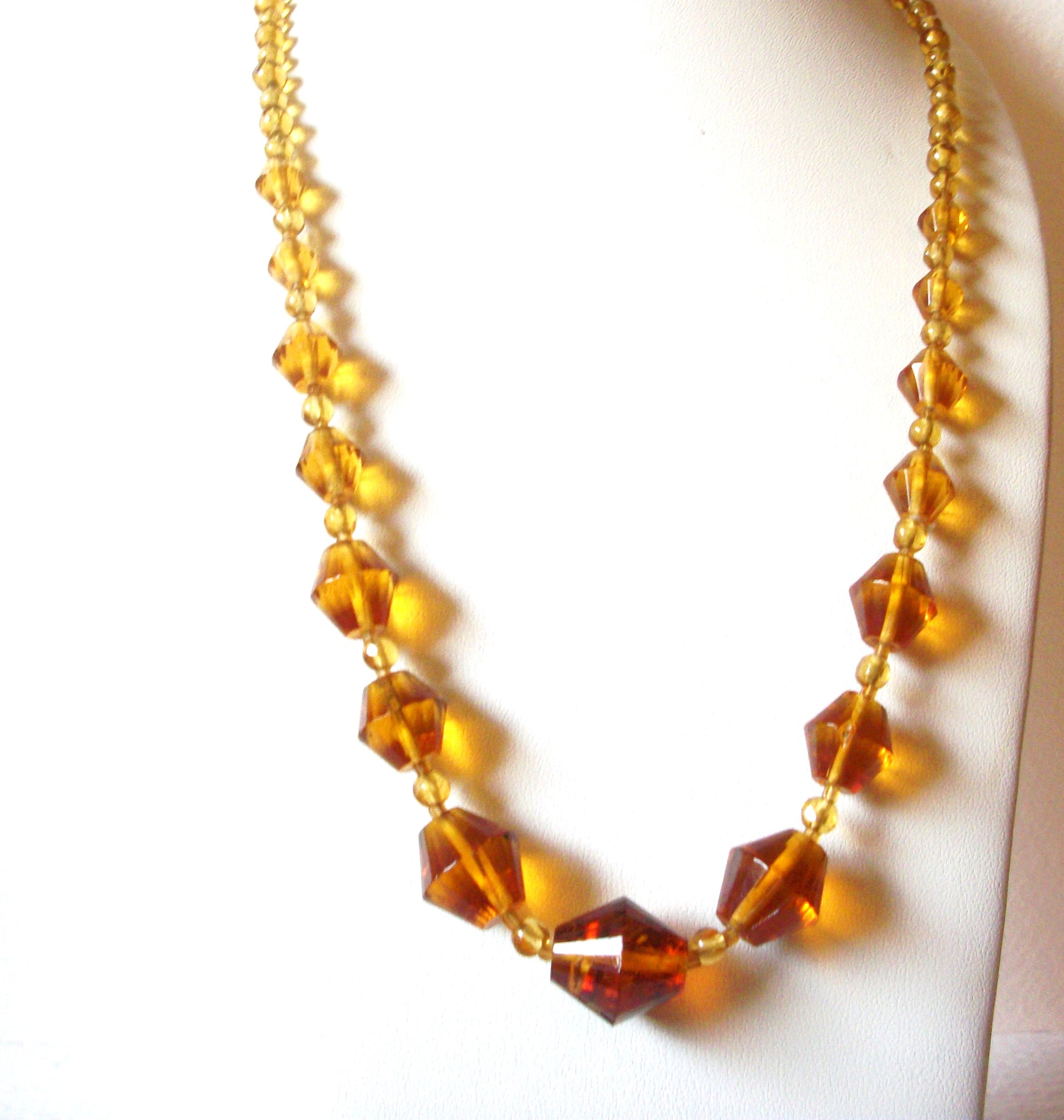 Vintage Amber Honey Czech Glass 30" Necklace 80417