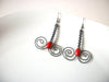 Bohemian Metal Wired Red Wood Bead Long Dangle Earrings 9216