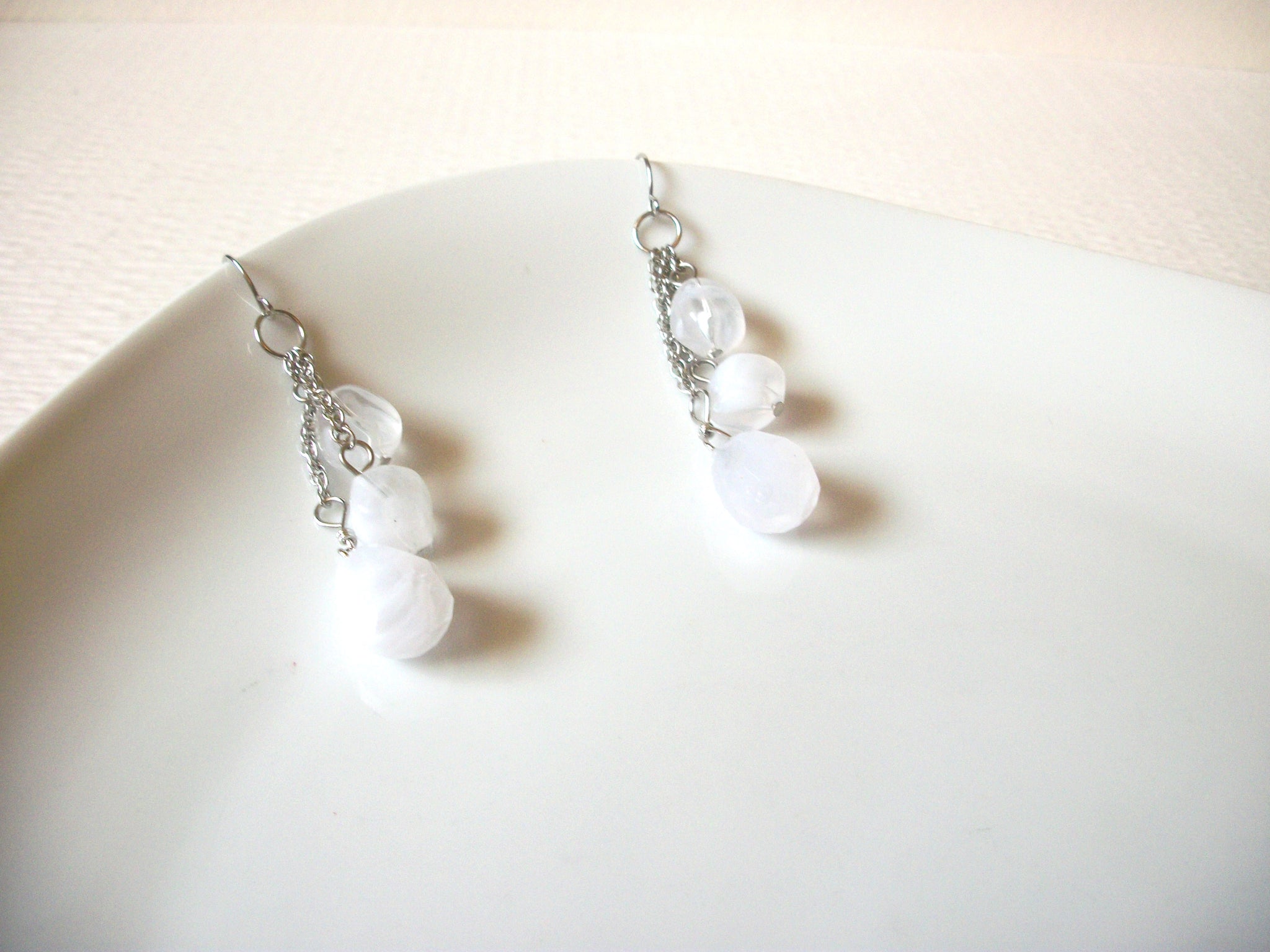 Retro Long Silver Frosted Dangle Earrings 80417