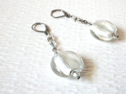 Vintage Frosted Foil Glass Dangle Earrings 5917