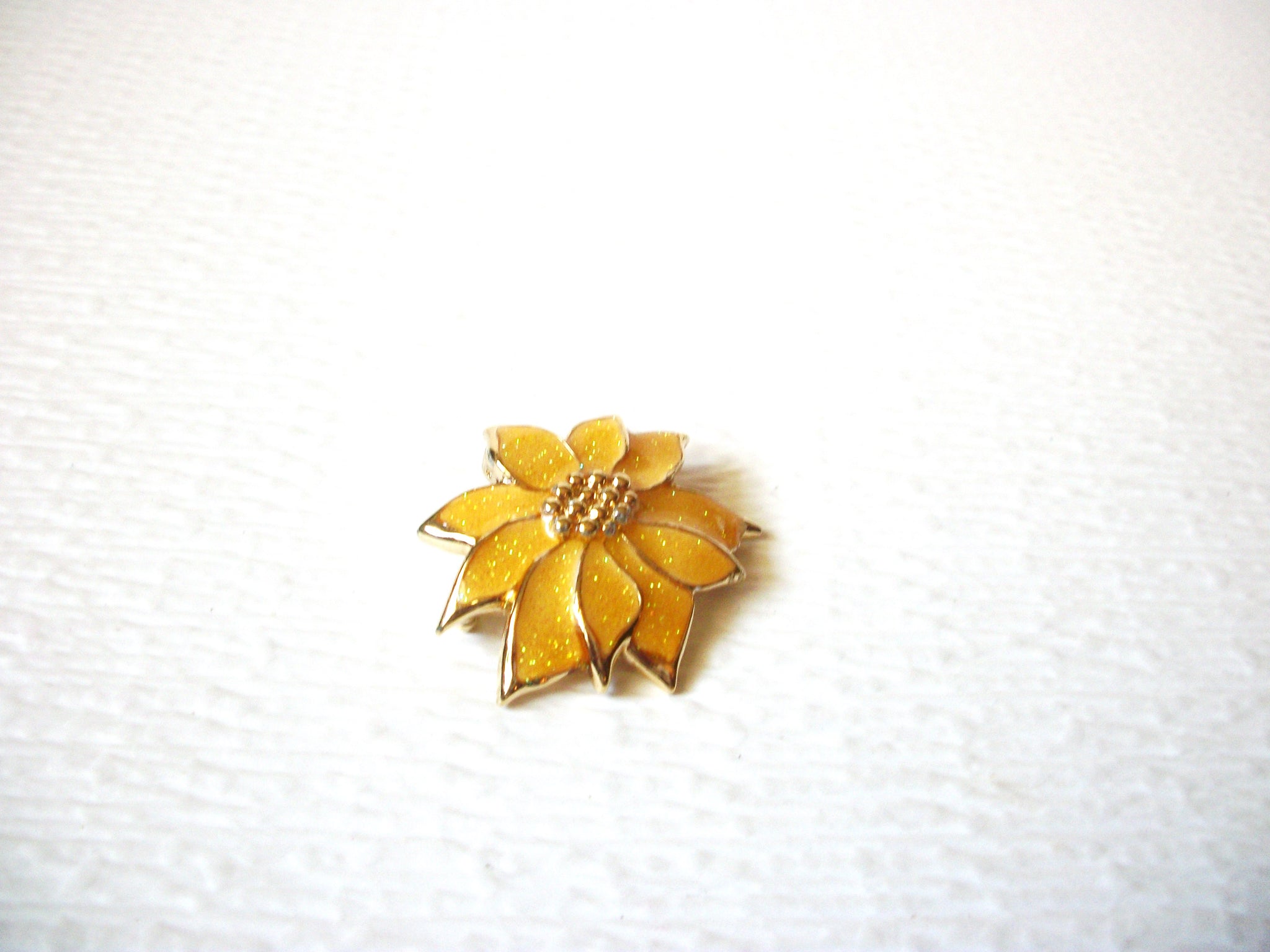 Poinsettia Gold Glitter Enhancer Pin Brooch 5917