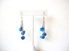 Retro Blue Silver Shell Dangle Earrings 123020