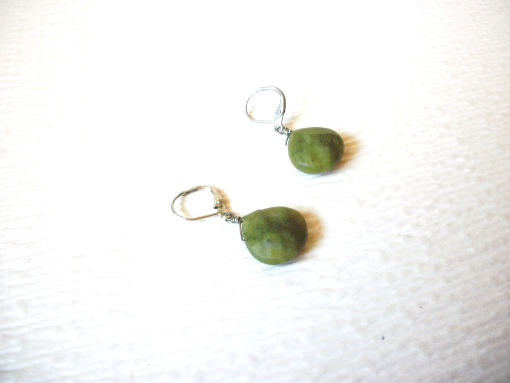 Vintage Olivine Jade Dangle Earrings 121816