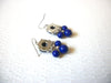 Retro Silver Toned Cobalt Blue Dangle Pierced Earrings 71917