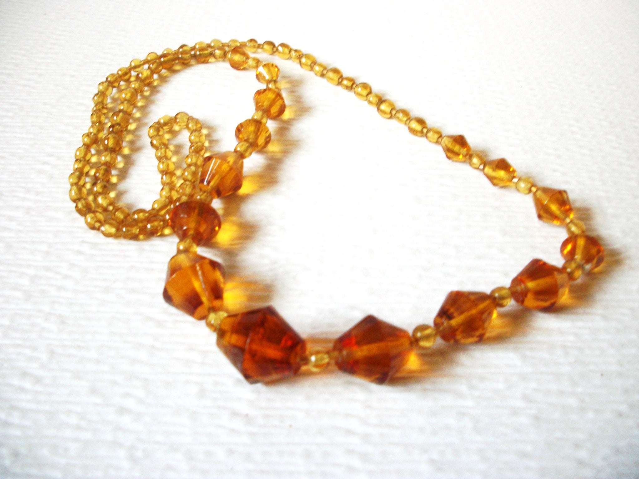 Vintage Amber Honey Czech Glass 30" Necklace 80417