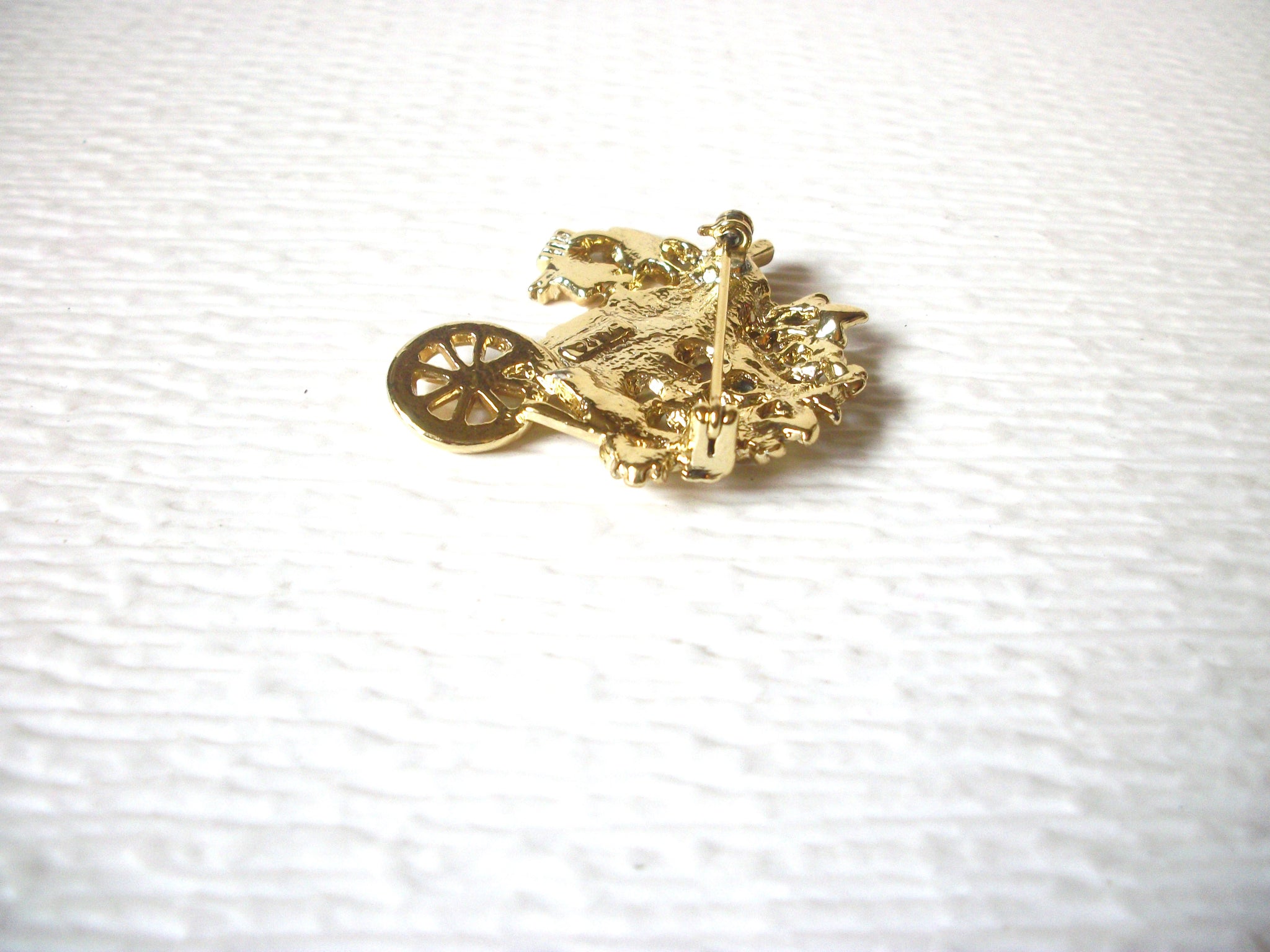 Vintage Gold Toned Gardner Tool Flowers Brooch Pin 122916