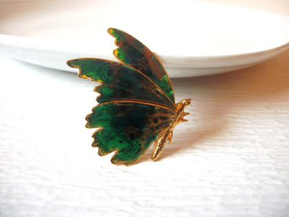 Vintage Gold Green Butterfly Brooch Pin 81517