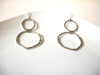 Retro Long Silver Toned Hammered Circle Earrings 40420