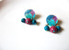 Colorful Retro Turquoise Alt Rosa Wood Dangle Earrings 9216