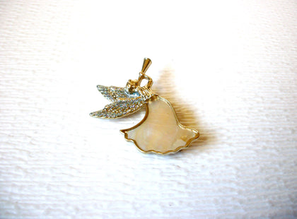 Vintage Glitter Angel Trumpet Brooch Pin 121816