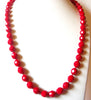 Vintage Bright Red Czech Glass 24" Necklace 80417