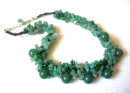 Semi Precious Green Aventurine Chips Beads Necklace 122820
