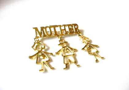Vintage  Gold Toned Mother Brooch Pin 121816