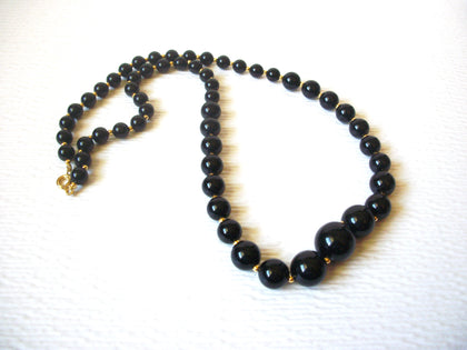 Retro Black Gold Graduated Design Acrylic Necklace 123020