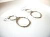 Retro Long Silver Toned Hammered Circle Earrings 40420