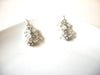 Retro Long Silver Frosted Clear Rhinestone Grape Dangle Earrings 80417