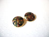 Retro Round Gold Toned Marbleized Swirls Clip On Earrings 9216