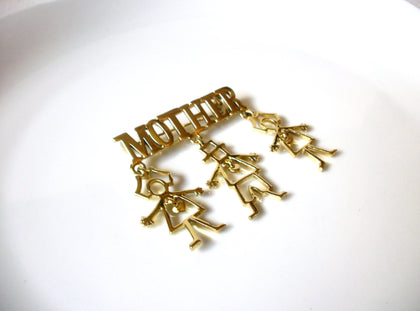 Vintage  Gold Toned Mother Brooch Pin 121816