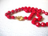 Vintage Bright Red Czech Glass 24" Necklace 80417