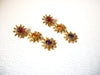 Vintage DIVA Gold Toned Red Gold Purple Sun 3" Long Earrings 30717