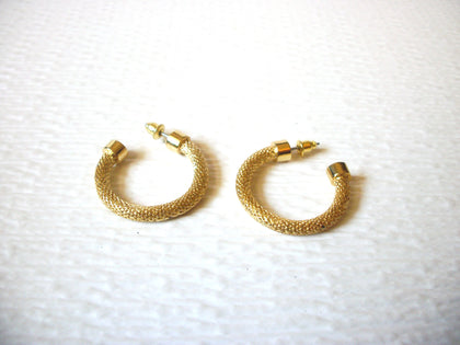 Vintage Gold Toned Mesh Hoop Earrings 71917