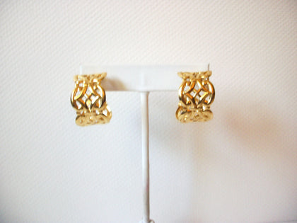 Vintage Gold Toned Wide Hoop Earrings 92216