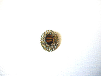 Tiger Striped Glass Vintage Brooch Pin 123020