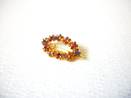 Vintage Rhinestone Glass Flower Hair Barrette 5917