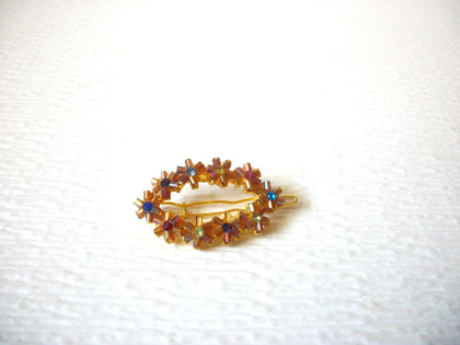 Vintage Rhinestone Glass Flower Hair Barrette 5917