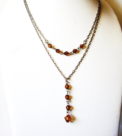 Vintage Topaz Toned Czech Glass Necklace 81517
