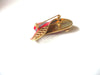 Retro Red Enameled AB Crystals Rhinestone Hat Brooch Pin 92816