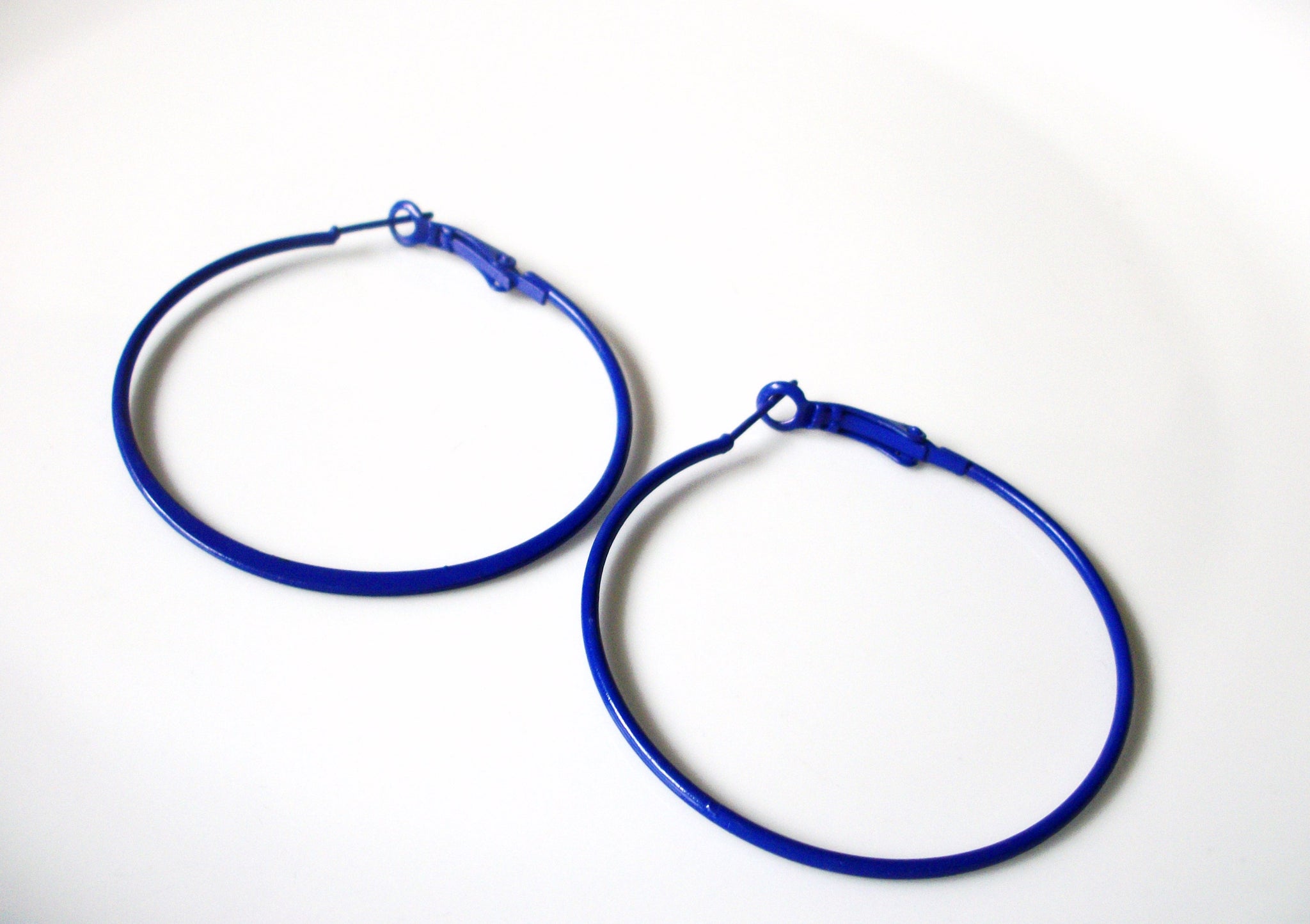 Retro Thinner Purple Blue Hoop 2" Earrings 92517