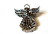 Vintage Silver Toned Rhinestone Angel Brooch Pin 5917