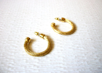 Vintage Gold Toned Mesh Hoop Earrings 71917