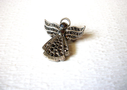 Vintage Silver Toned Rhinestone Angel Brooch Pin 5917