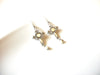 Retro Silver Toned Beige Enameled Cross Earrings 80417