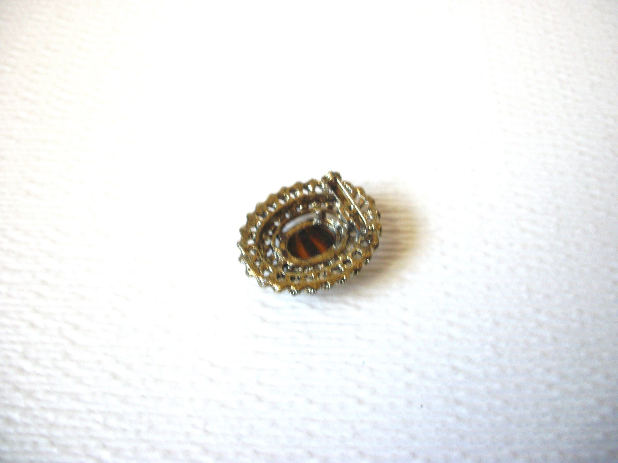 Tiger Striped Glass Vintage Brooch Pin 123020