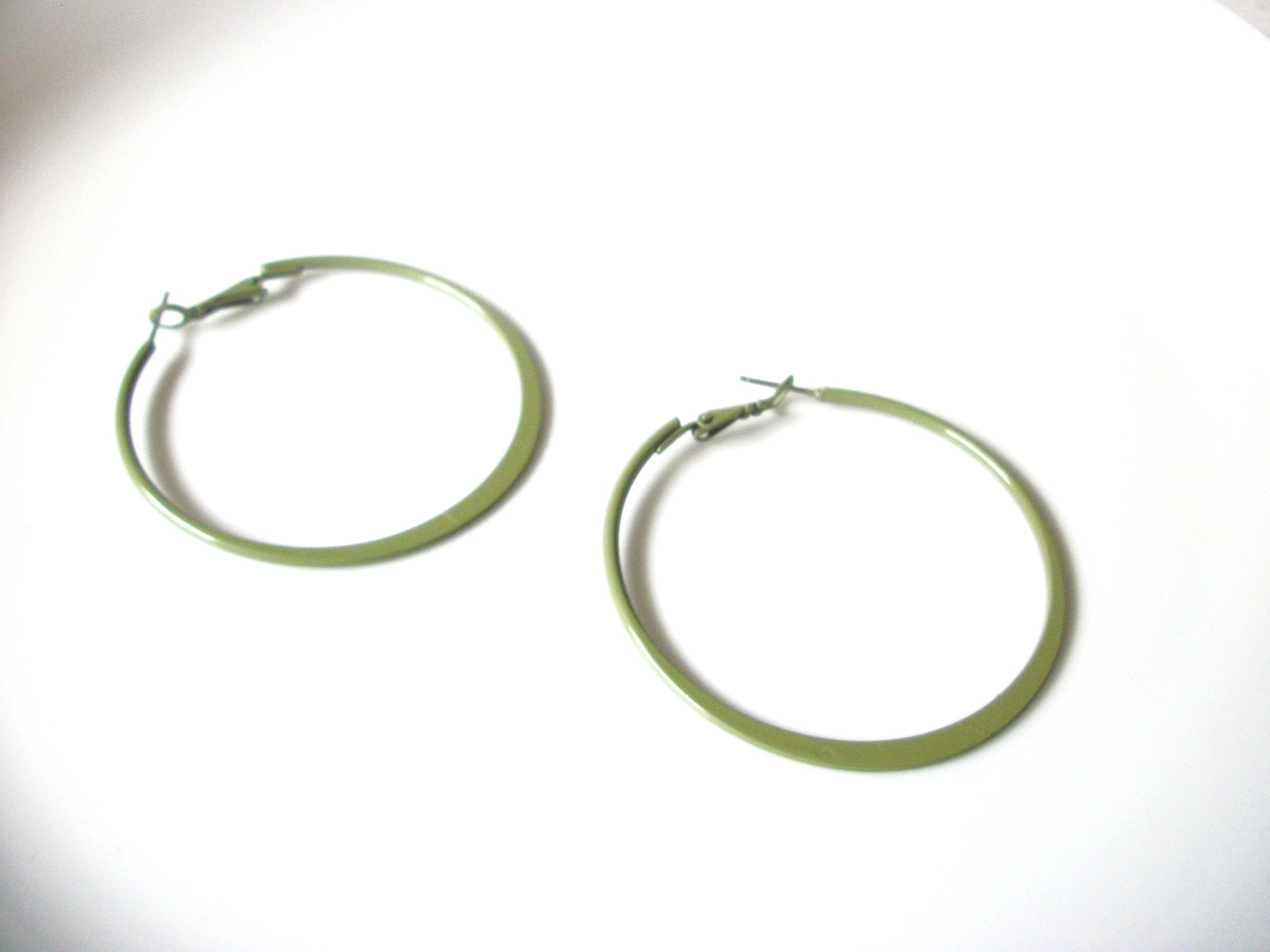 Retro Thinner Olive Hoop 2" Earrings 92517