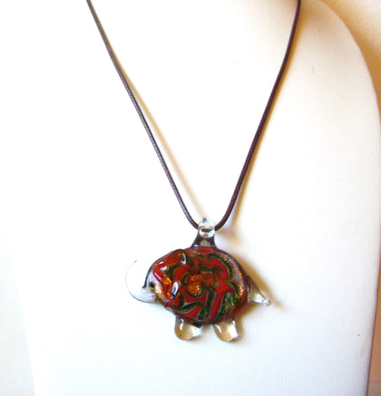Vintage Glass Elephant Pendant Necklace 71518 Murano Glass