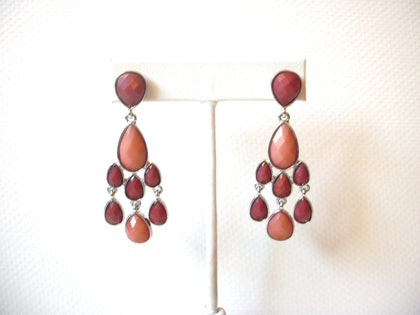 Retro Silver Toned Chestnut Brown Tones Dangle Earrings 71917