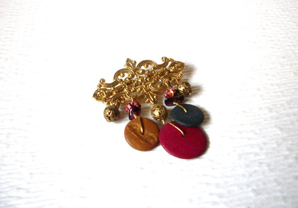 Vintage Gold Toned Art Deco Filigree Brooch Pin 122916