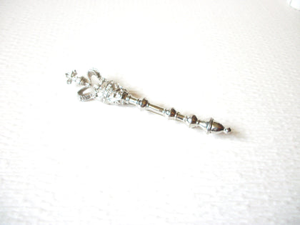 Vintage Silver Toned 3 1/2 Inches Long Royal King Septer Brooch Pin 91317