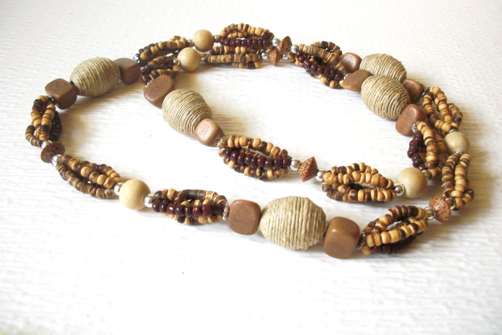 Bohemian Organic Wood Beads 32 Inch Necklace 91017
