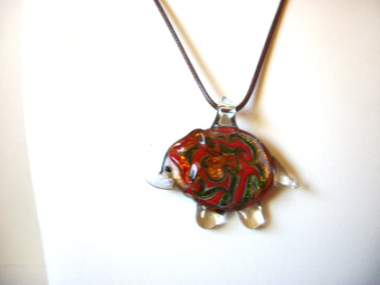 Vintage Glass Elephant Pendant Necklace 71518 Murano Glass