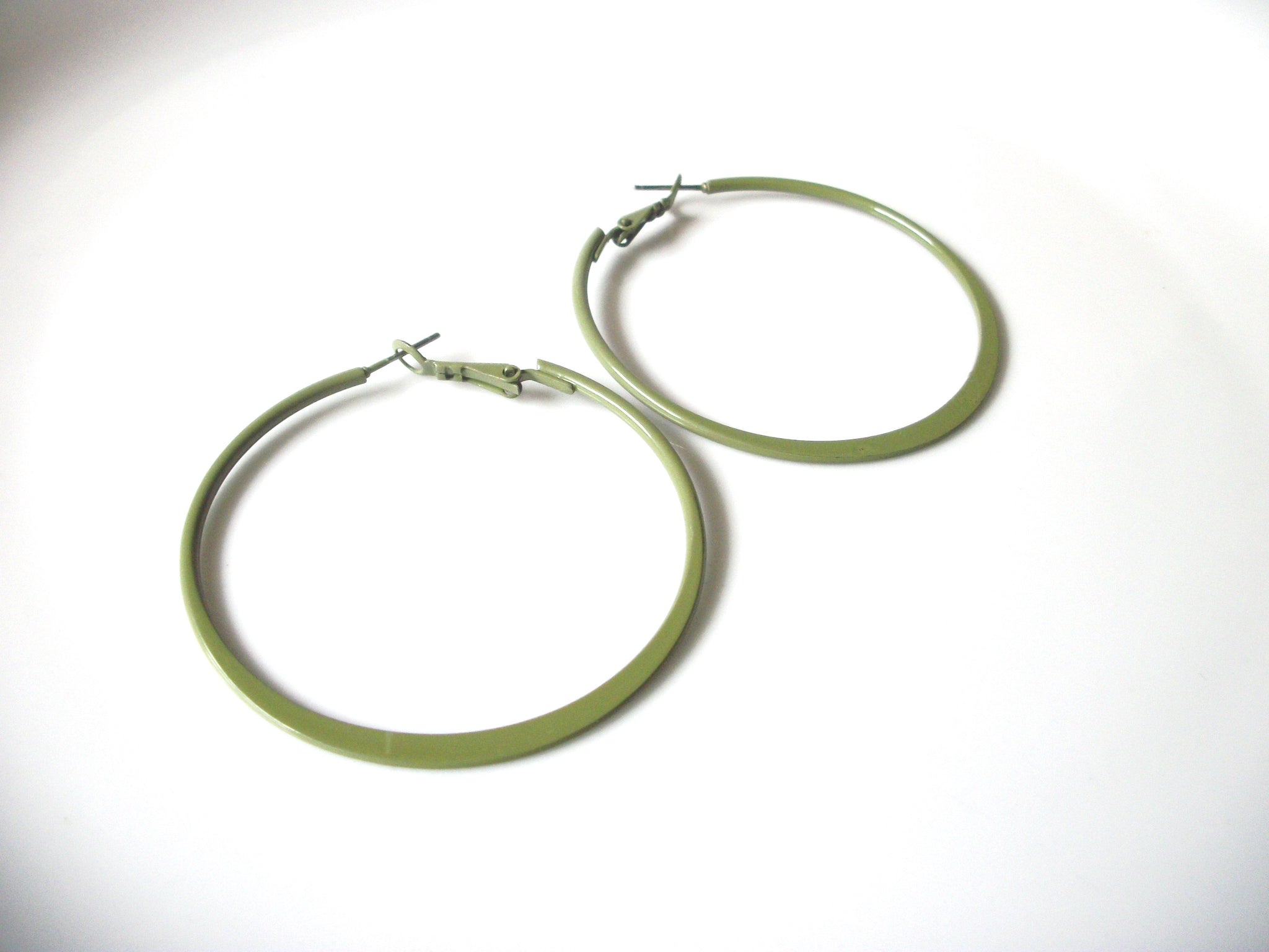 Retro Thinner Olive Hoop 2" Earrings 92517