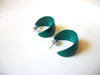 Retro Dark Teal Green Wide Enameled Hoop Earrings 9216