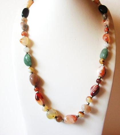 Semi Precious Stones Quartz Onyx Aventurine Jasper Agate Necklace 91517