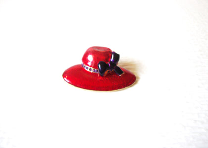 Fancy Red Hat Purple Rhinestone Vintage Brooch Pin 91517